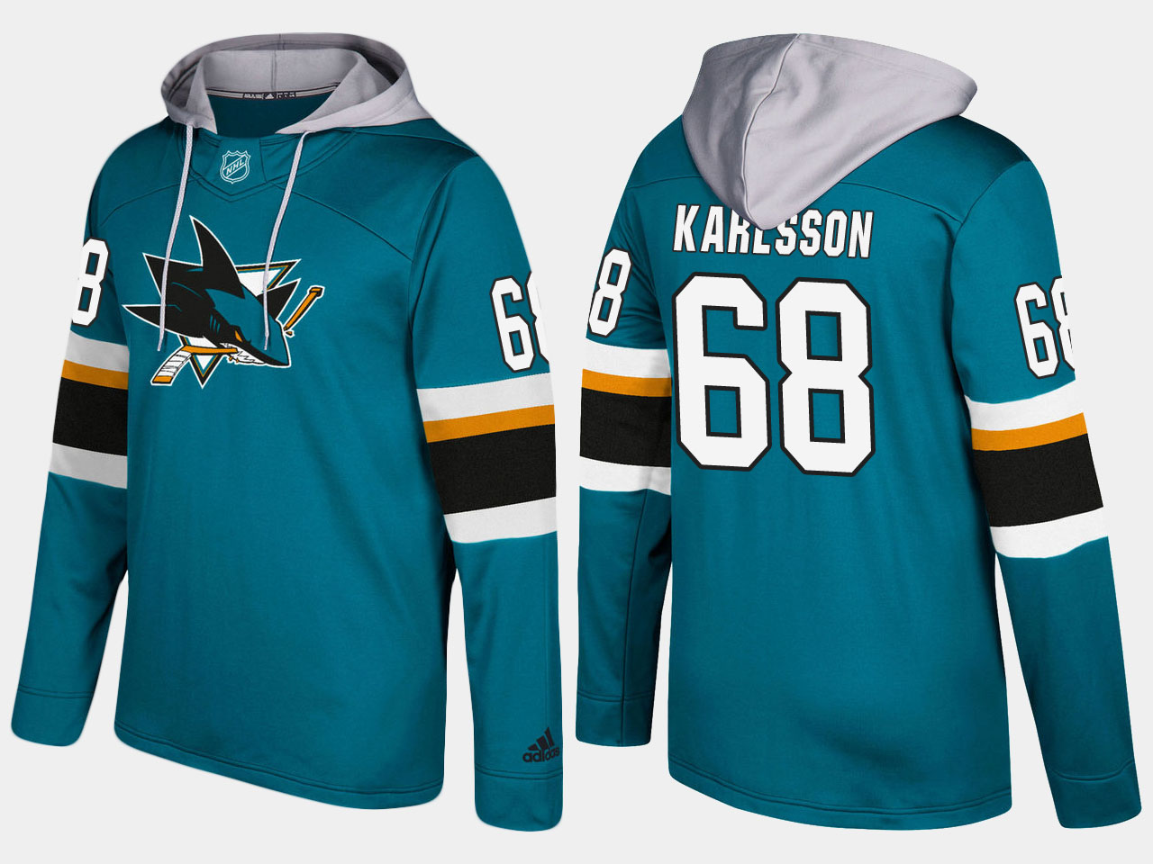 NHL Men San Jose sharks #68 melker karlsson blue hoodie->customized nhl jersey->Custom Jersey